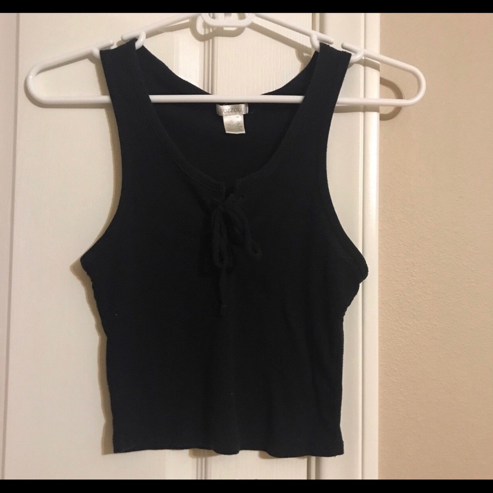 black tank top (ties in the middle)